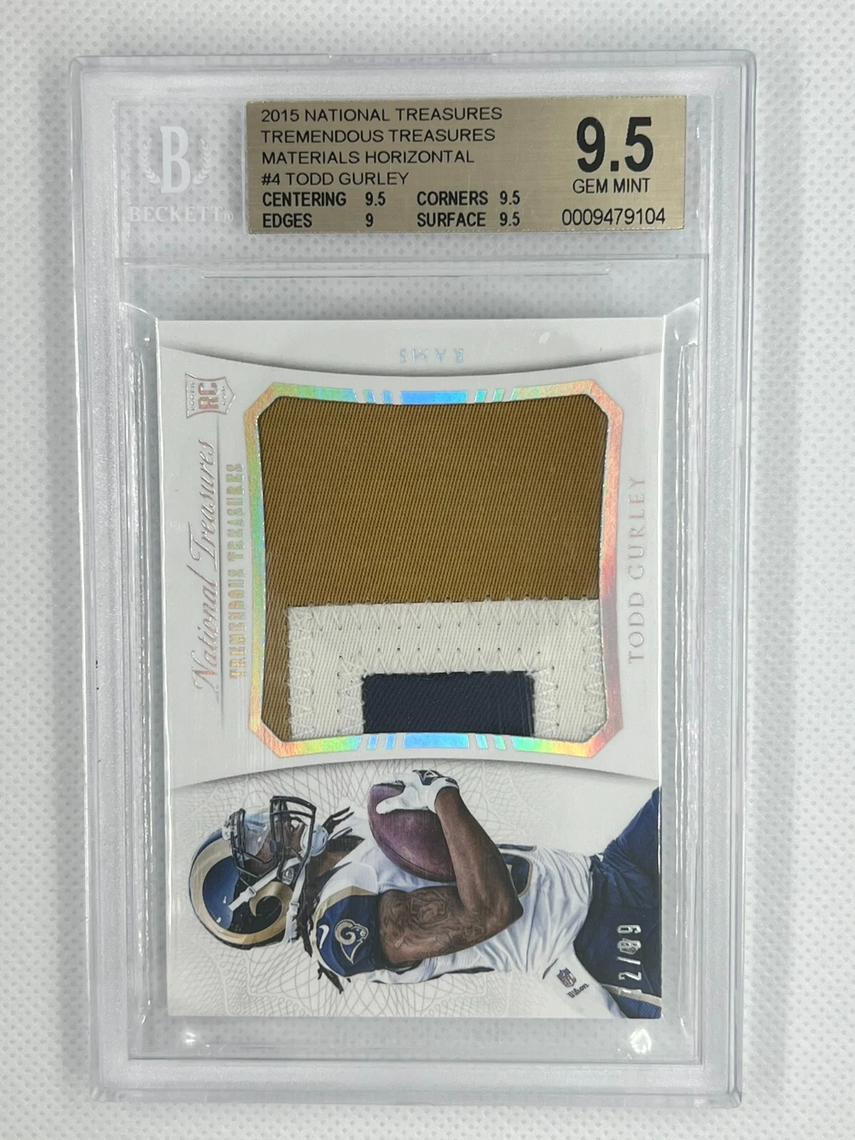 Todd Gurley Panini National Treasures Tremendous Treasures #TG Horizontal-Material