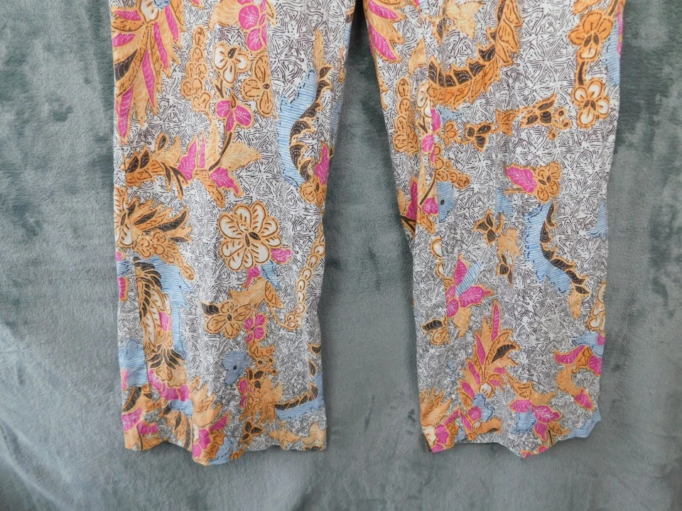 INC Pantalones Mujer 4 Naranja Floral Lino Pierna Ancha Cinturón Costero Pantalón Crucero Boho Foto 3 de 4