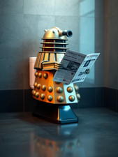 Dalek on Toilet Metal sign, Dalex sign, Dalek Plaque