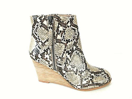 snakeskin wedge booties