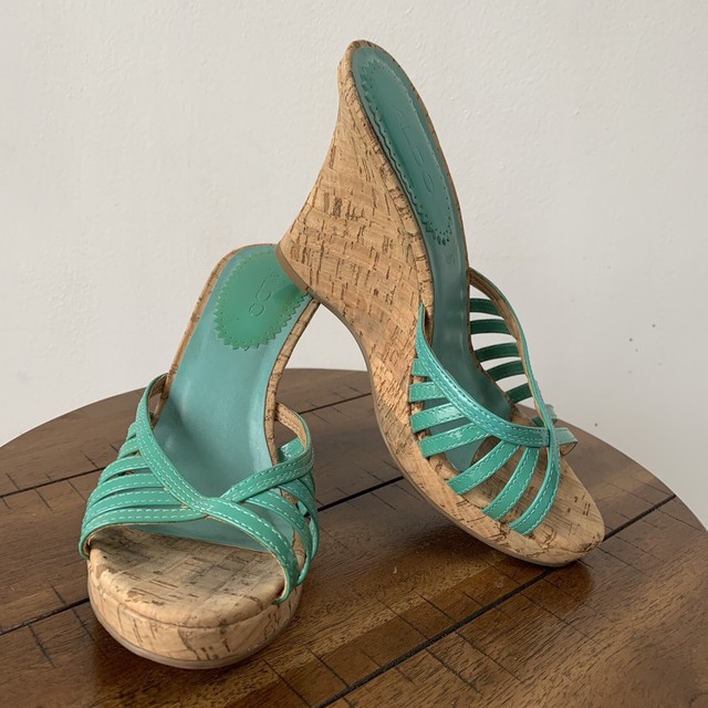 Aldo strappy wedge platform sandal turquoise 38 | eBay