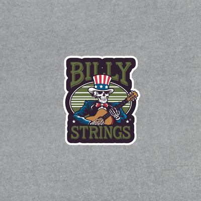 Billy Strings Skeleton Uncle Sam Guitar Sticker - Patriotic Bluegrass Decal 4305