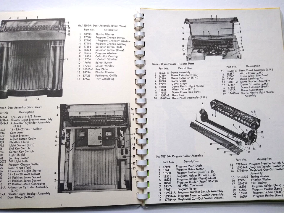 Rock Ola Modelo 1446 Jukebox Piezas de Servicio Manual de Reparación 1954 Fonógrafo Música Foto 4 de 4