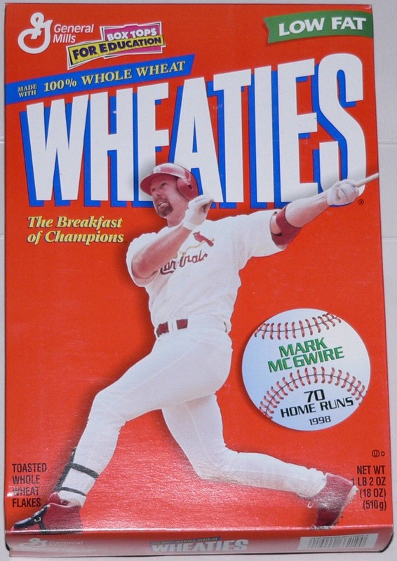 box Wheaties cereal The Breakfast of Champions Home Run Hero Mark McGwireMLB1998
