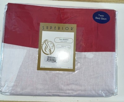 Superior 100% Cotton 300 Thread Count Twin Bed Skirt 15 In Drop Red White 