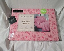 NWT BCBGeneration Sheet Set Twin 4 Piece Pink Cowboy Print Super Soft
