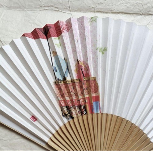 Kyoto Gion Festival Japanese Folding Fan Sensu Beautiful Design Culture White - Picture 2 of 5