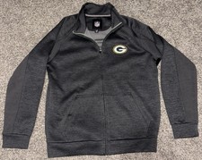 Green Bay Packers Zip Up Jacket NFL Team Apparel Men's Black Waffle Weave L/G
