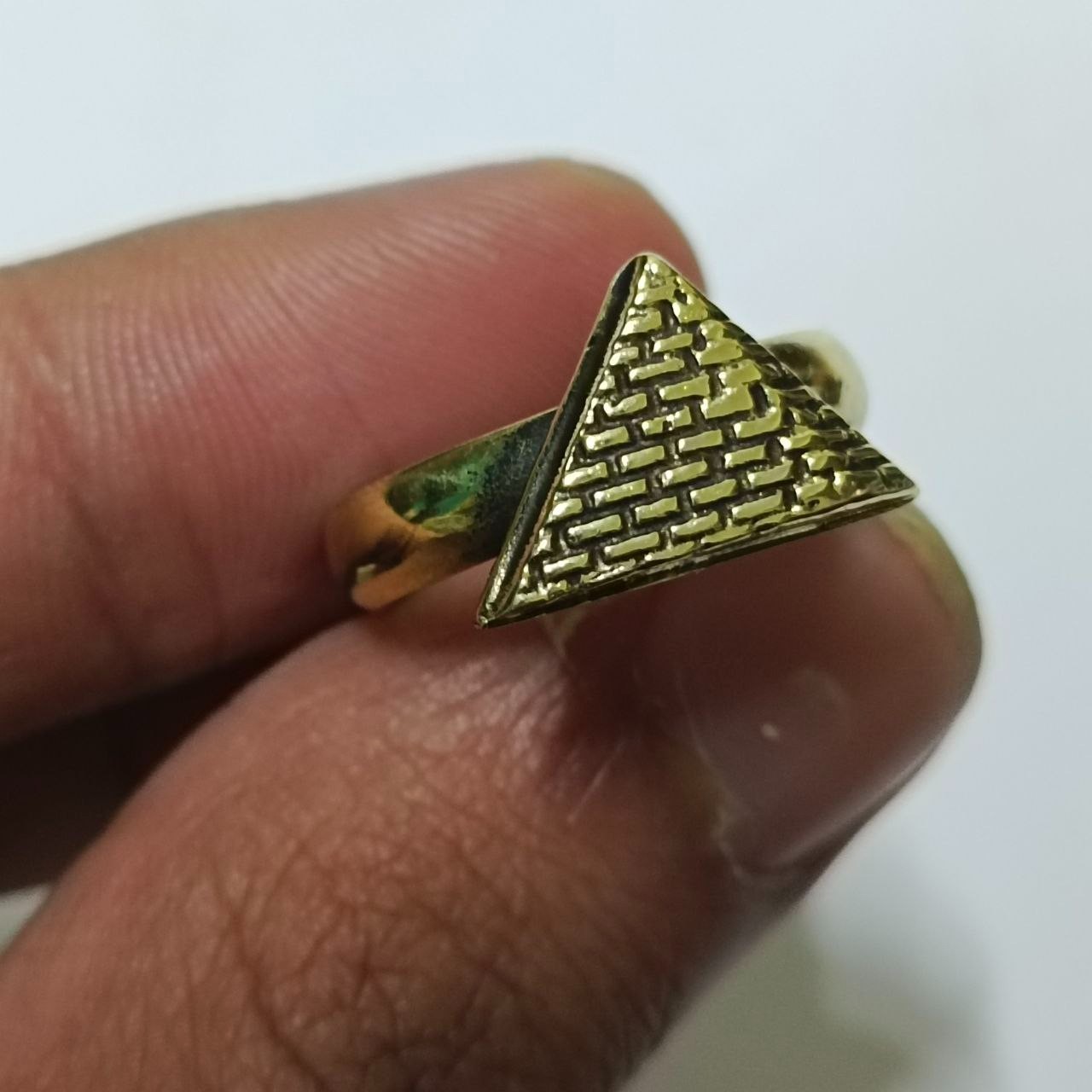 Handmade Egyptian Pyramid Ring, Free Size Brass Jewelry, Ancient Style Gift