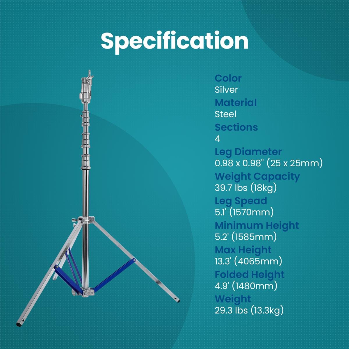 Flashpoint Flashpoint Heavy Duty 13.3ft High Cine Stand Pro with Leveling Leg an
