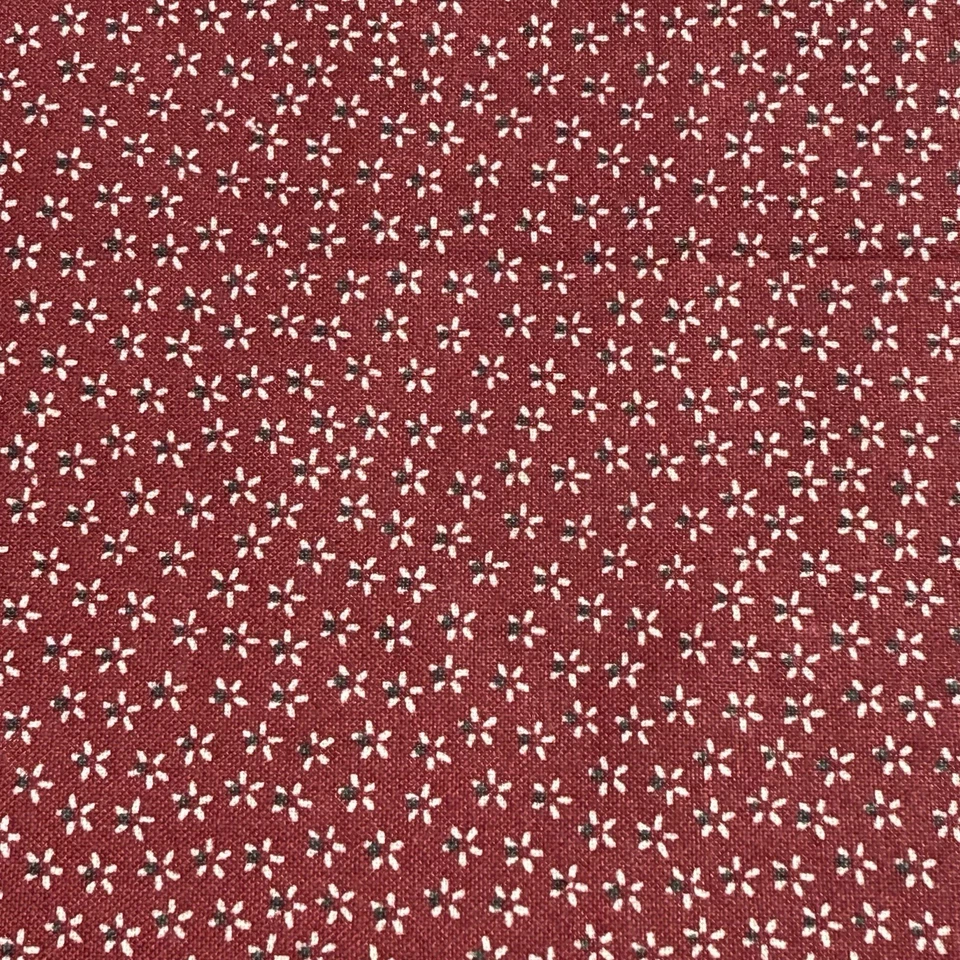 Vtg Ditsy Floral Fabric Cotton Rustic Red Tan Brown Quilt Doll 2 Yds x 26" READ - Image 4 of 4