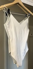 Abercrombie Fitch Essential Ribbed Cami Bodysuit White Size M V-Neck
