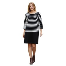 Ann Taylor LOFT Sweater Dress S Black White Striped Knee Length 3/4 Sleeve NWT
