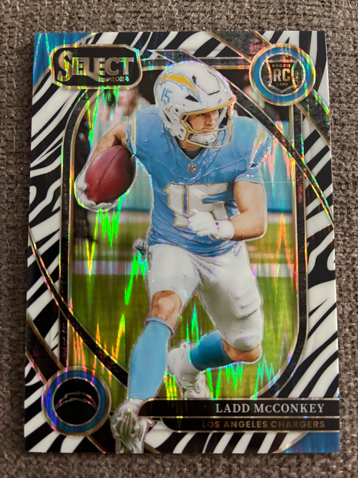 2024 Select Ladd McConkey Club RC Zebra Case Hit #268 Chargers