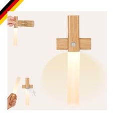 Holz-Wandleuchte kabellos mit Bewegungssensor, LED warmweiß, aufladbar