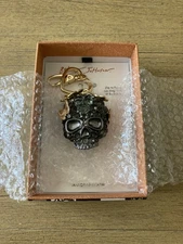 Betsey Johnson Halloween Skull Butterflies Bag Charm Key Ring NWT