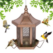 Metal Bird Feeder for Outdoors Hanging Hexagon Feeders for Garden Yard 3LB Wild