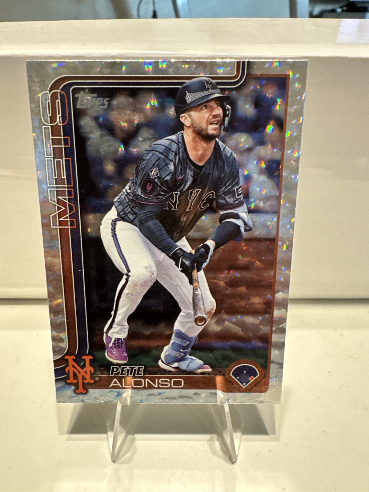 2025 Topps Series 2 Pete Alonso ￼ Silver Crackle FoilBoard New York Mets #550