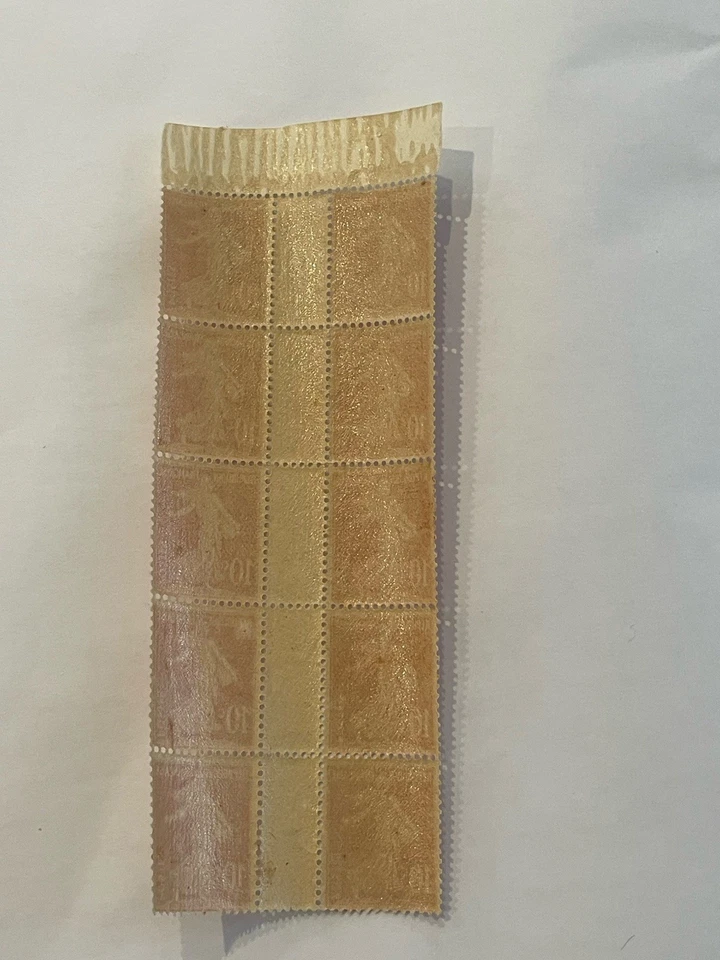 timbre N° 134 semeuse en bande feuille neuf avec gomme sans trace de charnière - Photo 4/4