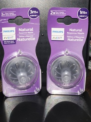 Count Philips Avent Natural Response Nipple Flow 1 for Babies 1 & 3 Month
