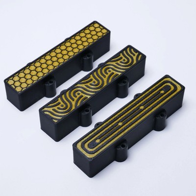 Custom 4-String Jazz Bass Pickup Covers (No Holes) Set of 2 - Black & Gold