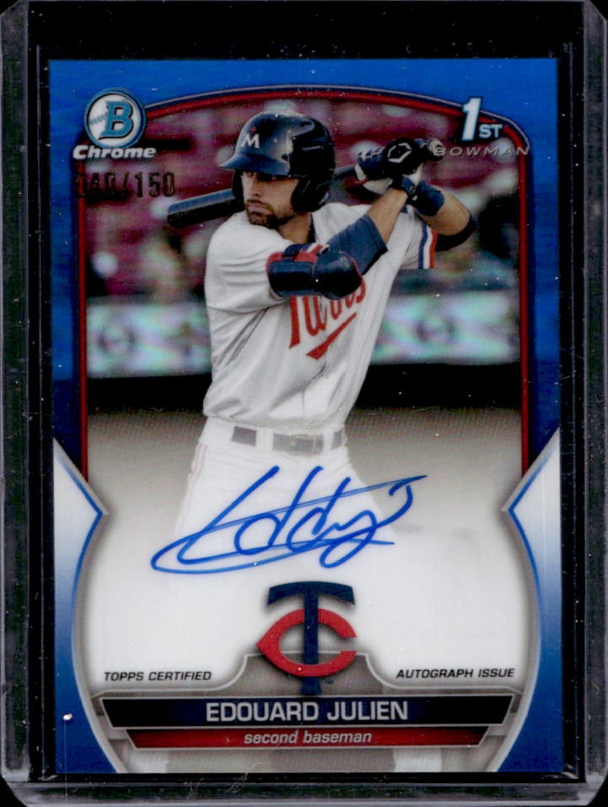 2023 Bowman Edouard Julien Chrome Auto Blue Refractor 1st #40/150 Twins