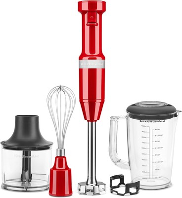 KitchenAid Variable Speed Corded Hand Blender with Accessories, Empire Red 