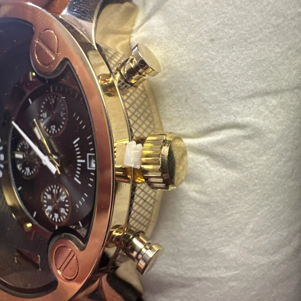 Relógio de quartzo masculino CAGARNY 6819 pulseira de couro movimento duplo - Novo com caixa - Imagem 3 de 4