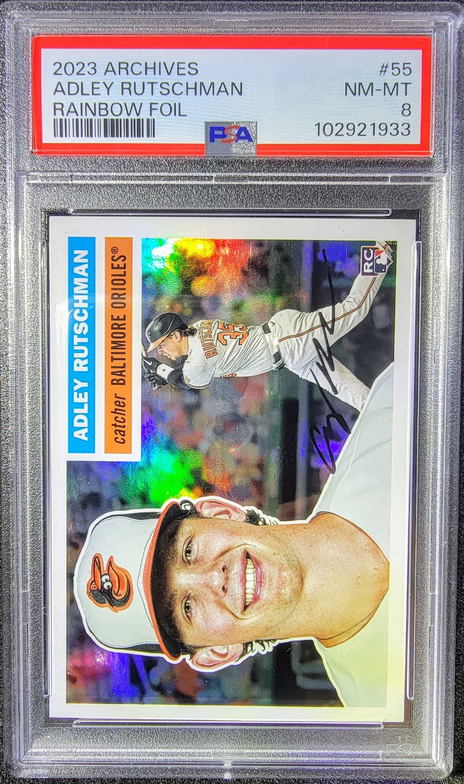 Adley Rutschman /199 RC 2023 Topps Archives Rainbow Foil #55 Baltimore Orioles