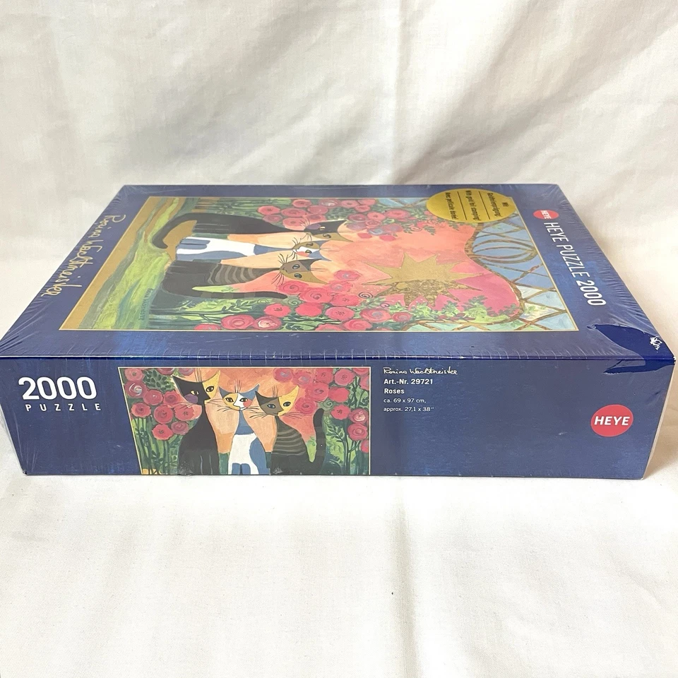 New Heye Rosina Wachtmeister Roses 3 Cats Jigsaw Puzzle 2000 Pc Ships from USA - Image 4 of 4