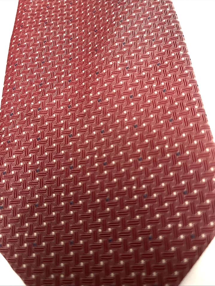 Kenneth Cole Corbata Seda Roja Texturizada Repp EE. UU. 3,75" Ancho Negocios Clásico Para Hombres Foto 3 de 4