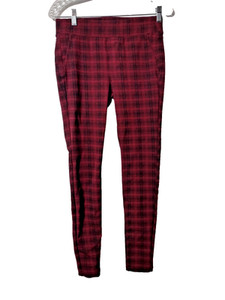 Liverpool Jean Company Women Leggings Size 4 Red Black Plaid
