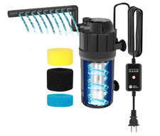 UV Aquarium Filters w/Timer 4/8/12/24 Hrs Dual Aeration/Rainfall Mode 10-40 Tank