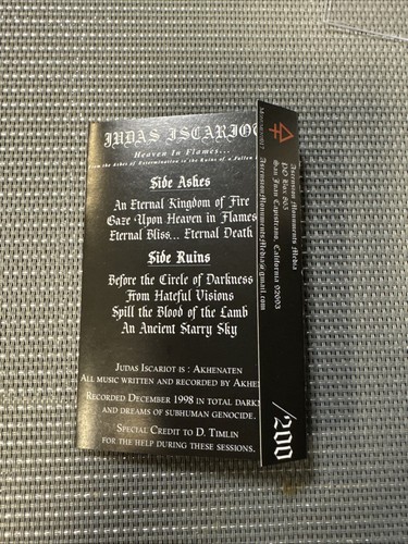 Judas Iscariot Heaven In Flames (1998) cassette tape Black Metal /200 - Picture 4 of 6