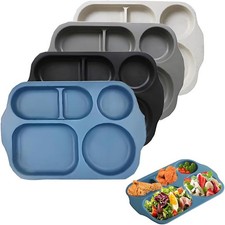 Large 12 Inch Wheat Straw Divided Plates for Adults Picnic, Unbreakable Portion