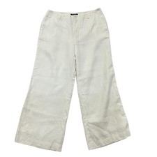 Lauren Ralph Lauren Womens White Wide Leg Coastal Linen Pants Size 12