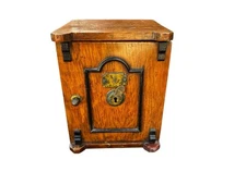 Antique Victorian Oak Novelty Cigar Humidor Box C1870. Unlocked. No Key 