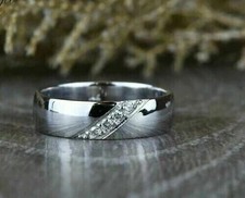 1.50CT Round-Cut VVS1 Moissanite Men's Wedding Band Ring 14K White Gold Plated