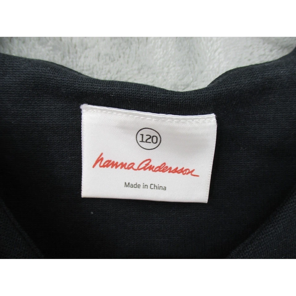 Vestido Hanna Andersson Niñas 120 EE. UU. 6-7 3D Floral Sin Mangas Línea A Cremallera Negro Foto 4 de 4