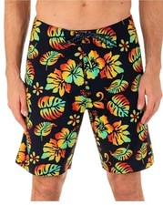 Hurley Men's Phantom Eco Weekender Boardshorts: BLACK/TROPICAL:NEW WITH TAGS: 30