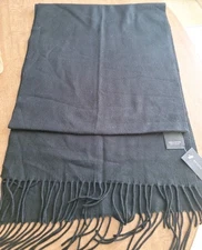 Lord & Taylor Super Soft Black Scarf Shawl Fringe 69x14