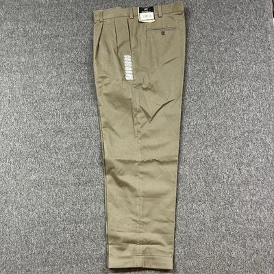 Natural Issue Khakis Pants Mens 40x32 Tan Executive Pleated Cuffed Chino - NEW