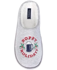 Club Room Men's Hoppy Holidays Beer Slippers Holiday Grey Medium M Size 8-9