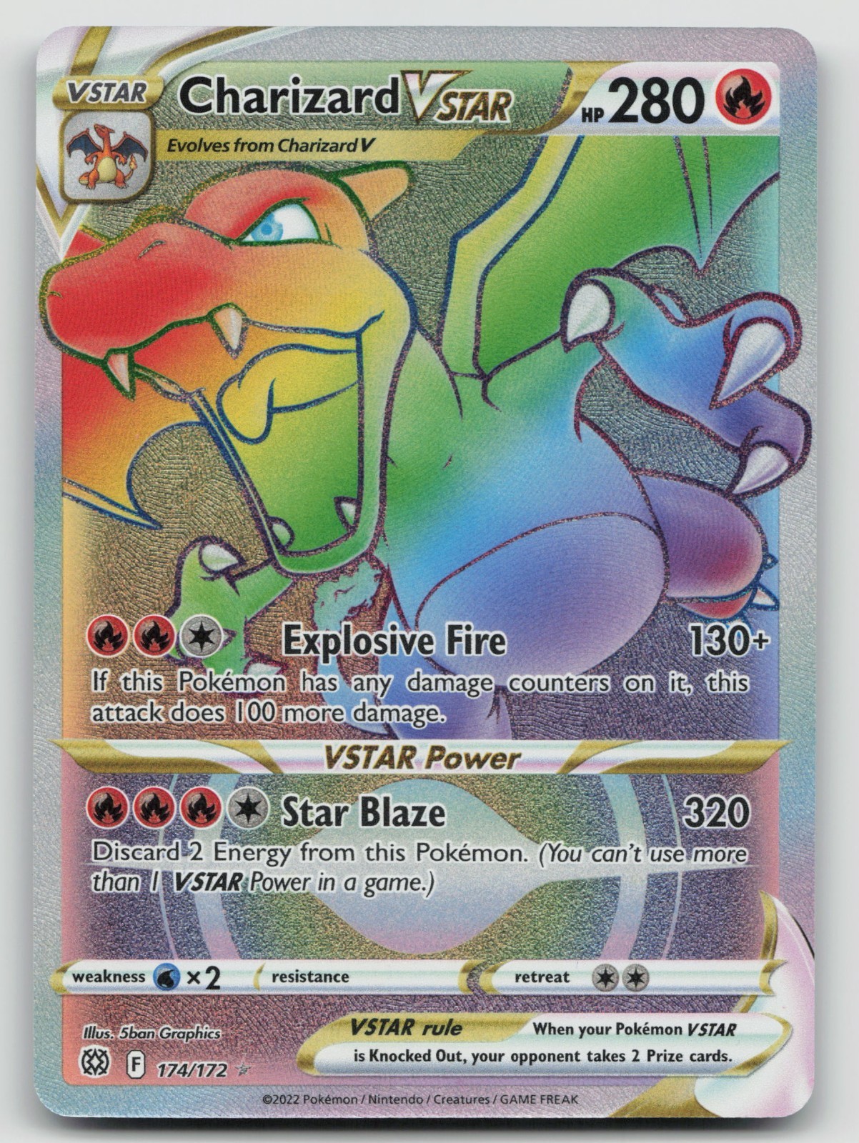 Pokemon TCG Charizard VSTAR Brilliant Stars 174/172 Secret Rare Near Mint NM