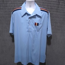 VTG King Louie Bowling Shirt Mens XXL READ Polo Blue Lightweight Sporty Preppy
