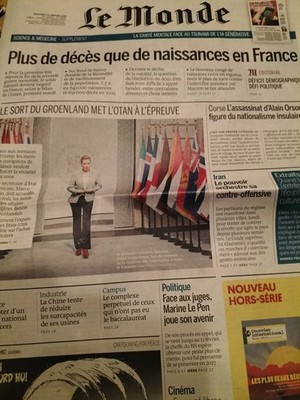 LE MONDE 14. Januar 2026 # Mehr Todesfälle als Geburten in FRANKREICH