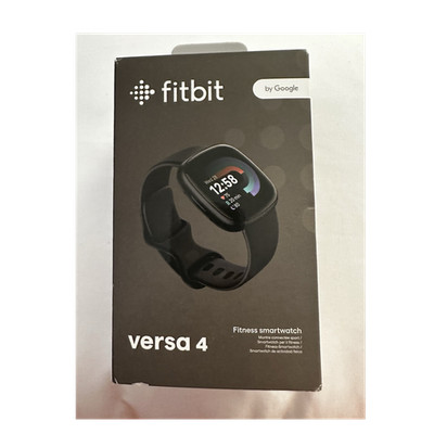 Fitbit Versa 4 Fitness Smartwatch Graphite Aluminum Black Silicone Band Bluetoo 
