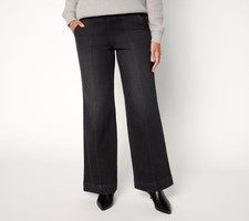 Belle by Kim Gravel Petite TripleLuxe Front Seam Full Leg Jean Black Denim 12 Ne