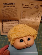 The Original DOLL-BABY Head Martha Nelson Thomas 1984 Blonde Curly Hair Blue Eye