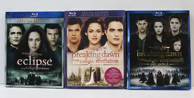Lot of 3 The Twilight Saga Blu-ray Movies: Eclipse, Breaking Dawn Part 1 & 2 NEW